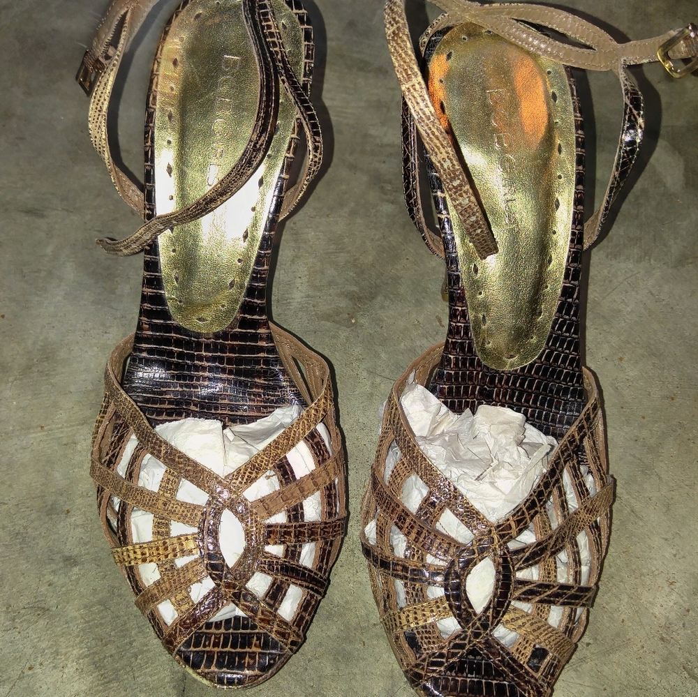 BCBG Snakeskin Peep Toe Heels‎